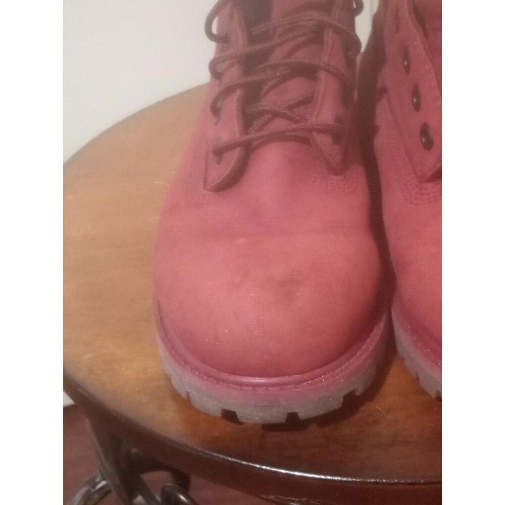Timberland Premium Waterproof Boots Red Youth Boys Suede Sz 3 - Picture 6 of 13